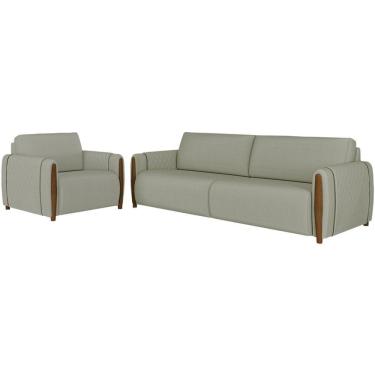 Imagem de Kit Sofa 168 Cm E Poltrona Decorativa Encanto Linho Tce 1026 Moll Tce 1026