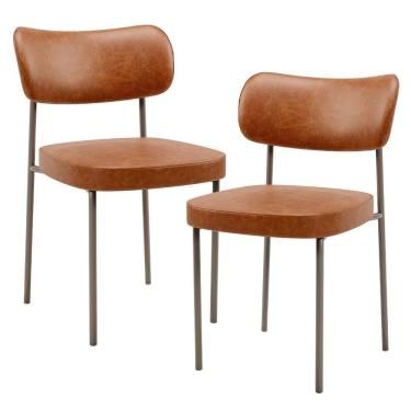Imagem de Kit 02 Cadeiras Para Sala De Jantar Melina Base Arena L02 Couríssimo Camel - Lyam Decor