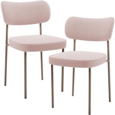 Imagem de Kit 02 Cadeiras Para Sala De Jantar Melina Base Arena L02 Bouclê Rosê - Lyam Decor