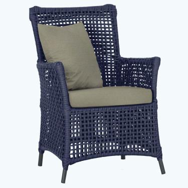 Imagem de Poltrona Igapó Alumínio Micro Pintura Preta Corda Náutica E8 Azul