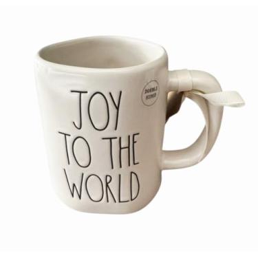 Imagem de Caneca de café de cerâmica Rae Dunn Joy to the world. Presépio de dupla face. Natal