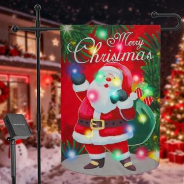 Imagem de Bandeira solar de jardim de Natal, 8 modos de decoração de Natal ao ar livre, boneco de neve LED bandeira de jardim Winer Yard Flag (jardim de Papai Noel)