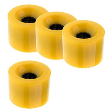 Imagem de Pacote com 4 rodas macias de 70 x 51 mm para skate longboard - PU, cor brilhante - adequado para longboarders profissionais - amarelo