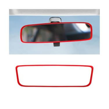 Imagem de Sandfren Moldura protetora de espelho retrovisor de carro, capa protetora de borda de espelho retrovisor de veículo de silicone macio, acessórios decorativos de acabamento retrovisor interior