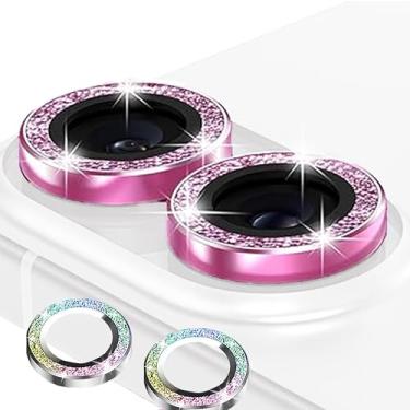 Imagem de Gobelieve Pacote com 4 protetores de lente de câmera para iPhone 16/16 Plus, rosa brilhante e proteção à prova d'água multicolorida, proteção de vidro temperado para câmera