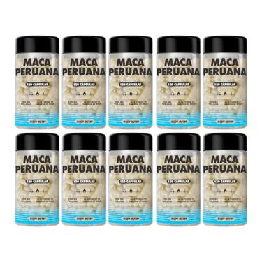 Imagem de Kit 10x Maca Peruana Premium 2500mg 100% Pura Pote 120 Cápsulas Matéria Prima Importada Para Homens e Mulheres | Energia Resistência