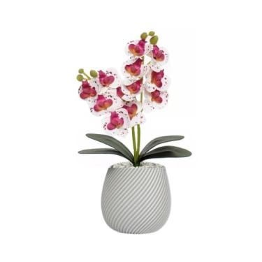 Imagem de Vaso com Arranjo de Orquídeas Artificiais Decorativas - Elegância e Praticidade para Qualquer Ambiente(Lilas)