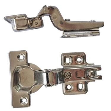 Imagem de 2Pçs Dobradiça Super Curva Copo 35Mm Em Aço Inox P Armário - Fácil Neg