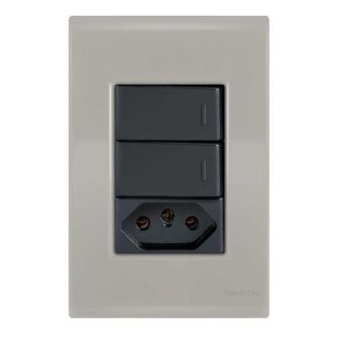 Imagem de Conjunto 2 Paralelos + 1 Tomada 10A - Liz Fendi / Grafite - Tramontina