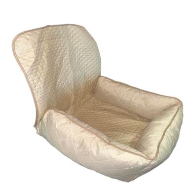 Imagem de Cama Pet e Protetor de Banco Traseiro 2 em 1, Impermeável, Microfibra Matelada, Pequeno, 60x50x20cm, com Elástico e Zíper, para Carro (Avelã)
