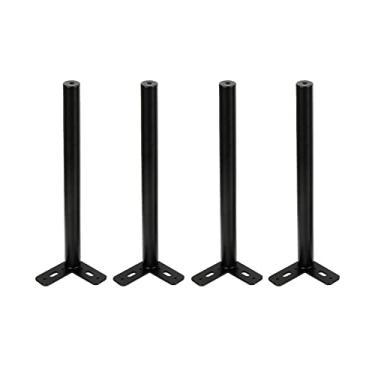 Imagem de Conjunto de 4 pernas de metal para móveis, pés cilíndricos de ferro fundido, pernas de mesa de escritório ajustáveis, metal resistente, design industrial, ajustável: 1 cm, peso do rolamento: 1000 kg