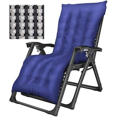 Imagem de Espreguiçadeira de jardim grande com bloqueio de gravidade zero para jardim e ar livre, cadeira de praia dobrável com suporte de almofada de algodão 200 kg (cor, azul), azul