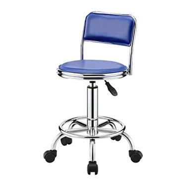 Imagem de Banqueta redonda com encosto e apoio para os pés, cadeira de trabalho de couro PU de ajuste cadeira de trabalho SPA para salão de trabalho de tatuagem