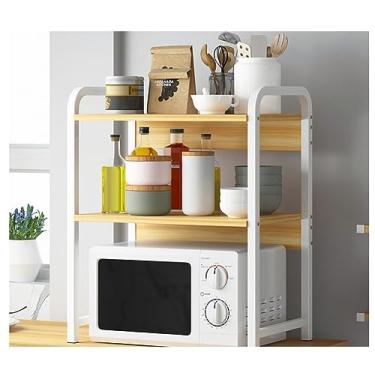Imagem de HHHJQFAAT Suporte de microondas de 2 camadas Rack de forno de microondas de camada dupla para cozinha e forno de micro-ondas Rack de armazenamento de aço para impressora (branco)
