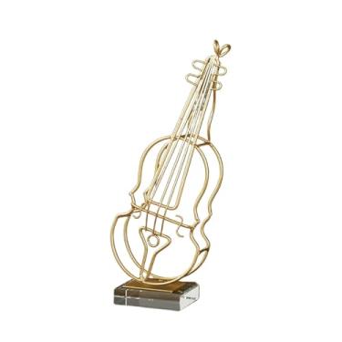 Imagem de Kits de modelos de instrumentos musicais ornamentos de violão e violino de ferro instrumentos musicais entrada armários de vinho decoração de casa artesanato e ornamentos (branco)
