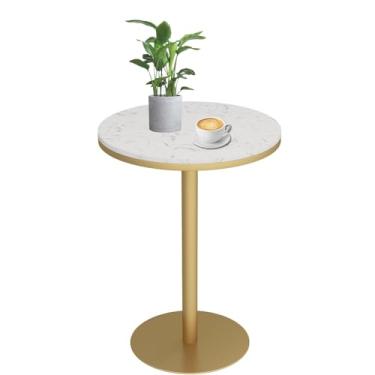 Imagem de Mesa redonda para sala de estar, balcão de pub com tampo de mármore - pequena mesa de coquetel circular para jantar, cozinha ou suporte de plantas (uma cor altura 95 cm)