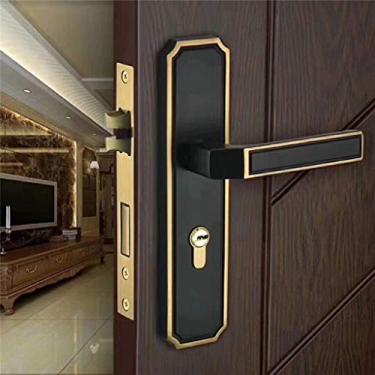 Imagem de Maçaneta de porta de cobre puro estilo europeu fechadura interior quarto silencioso fechadura anti-roubo fechadura de porta de segurança para sala de casa (cor: A) (A)