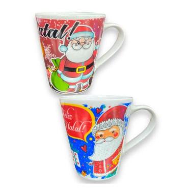 Imagem de Kit Com 2 Canecas Natalina 290ml Tulipa Presente Natal - Terramada, Ki