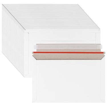 Imagem de JAPCHET 200 peças, envelopes rígidos de 25 x 15 cm, envelopes de documentos fotográficos planos com fechamento automático, envelopes de papelão branco para envio de CD, fotos, documentos, papéis