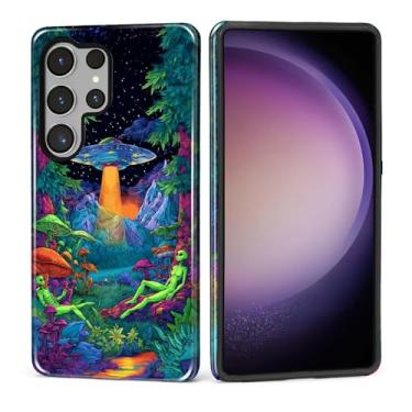 Imagem de Kapadiy Capa para Samsung Galaxy S25 Ultra, design de plantas de nave espacial alienígena de silicone de proteção dupla híbrida + capa protetora de policarbonato rígido à prova de choque fina