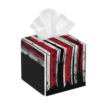 Imagem de Porta-lenços de papel quadrado de couro, impermeável, bandeira dos EUA, retrô, organizador de papel facial com cinto inferior, estojo de lenços para mesa, banheiro, escritório, mesa, carro, decorativo