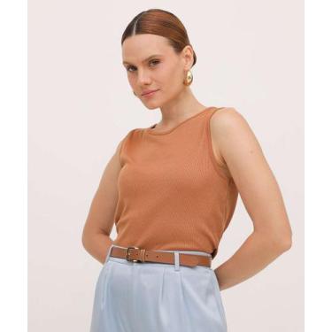 Imagem de Blusa Feminina Canelada Sem Manga Marisa-10060, Marrom, PP