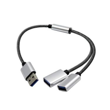 Imagem de Cabo de extensão divisor USB de 33 cm, USB macho para 2 USB 2.0 fêmea, adaptador de divisão de energia de dados para telefones, tablets, PCs, conecta mouses teclados e unidades USB