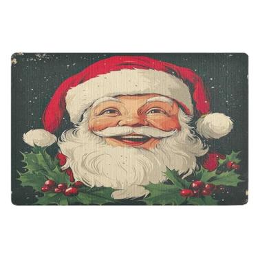 Imagem de SEHANY Tapete de porta de inverno Papai Noel Natal para todos os climas, impermeável, secagem rápida, bem-vindo, tapete de entrada antiderrapante, tapete decorativo de poliéster para entrada, varanda