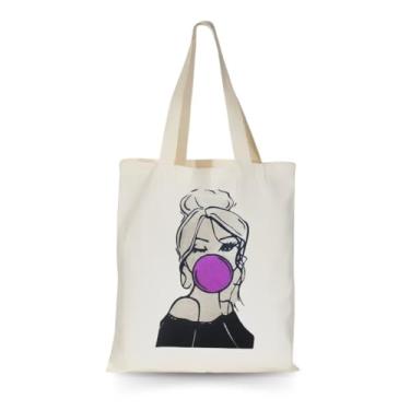 Imagem de Bolsa Sacola Ecobag Algoão Cru Ecolágicas Estampada Colorida Unissex (CHICLETE)