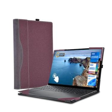 Imagem de WODBAO Capa para laptop Dell Inspiron 15 3535 15,6 polegadas Inspiron 15 3530 acessórios de couro PU (vinho vermelho)