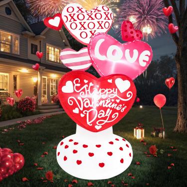 Imagem de Wabolay Valentine Inflatables Outdoor Decorations 6Ft Gigante Inflável Love Heart Valentines Day Blow Up Decoração De Quintal Led Iluminado Romântico Blowups Para Interior Casa Exterior Casamento Gr