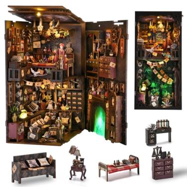 Imagem de Book Nook Kit for Adults and Teens DIY 3D Wooden Puzzle Bookends, Miniature Dollhouse Kit Bookshelf Decoration, Magic Alley Model with LED Lights,The House of Magic