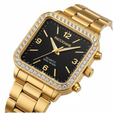 Imagem de Relógio Pallyjane Médio Dourado Ouro Aço Inox Luxo Casual