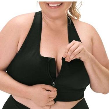 Imagem de Top Fitness Feminino Com Zíper Bojo Removível Sem Costura Plus Size Zee Rucci-Feminino