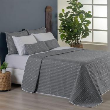 Imagem de Kit Cobre-Leito Casal King 7 Peças Urbany – Hipercal 400 Fios Bordado – Cinza