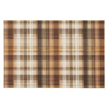 Imagem de Wassud Tapete de porta xadrez marrom 61 x 89 cm, tapete lavável antiderrapante com suporte de borracha, tapete macio e macio para sala de estar, quarto, entrada, entrada