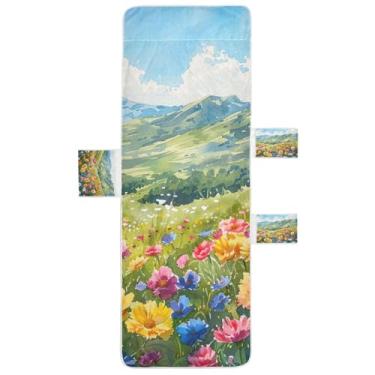 Imagem de STAYTOP Capa de toalha para espreguiçadeira de flores selvagens, capa macia para espreguiçadeira, capas de cadeira de praia com bolsos para jardim ao ar livre, pátio, pátio, banhos de sol, gramado