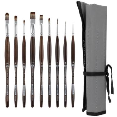 Imagem de Borciani e Bonazzi Pincel sintético Unico Mongoose Artist – Conjunto de 9 com estojo – aquarelas, óleo e tinta acrílica – Feito à mão na Itália, design antirrolos, cabo médio ergonômico