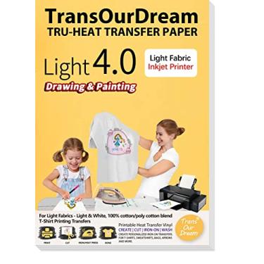 Imagem de TransOurDream - Papel de Transferência Térmica para Tecidos Claros. Pais e filhos podem pintar juntos e se divertir muito (25 Folhas, 8,5 X 11, sem necessidade de impressão)
