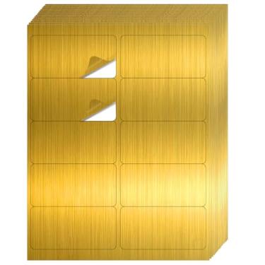 Imagem de YEGAWEN Adesivos de etiquetas de envio, 5 x 10 cm, etiquetas de envio para impressão a laser/jato de tinta - ouro fosco, 20 folhas de 20 x 28 cm