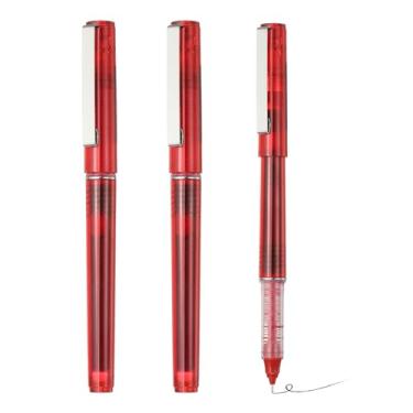 Imagem de PATIKIL Caneta esferográfica de tinta líquida vermelha, 3 peças de grande capacidade de secagem rápida de 0,5 mm, canetas de ponta fina de 0,5 mm, para escritório, artesanato, scrapbooks, escrita