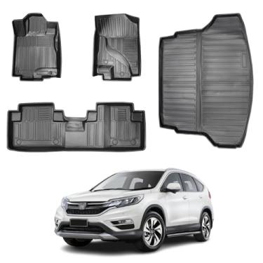 Imagem de Vanseno Tapetes de chão adequados para Honda CRV LX/SE/EX 2012 2013 2014 2015 2016 (não serve para modelos EX-L/Touring) forro de carga antiderrapante proteção para todos os climas TPE conjunto