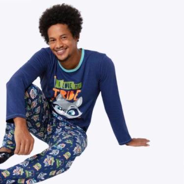 Imagem de Pijama Manga Longa Guaxinim Adulto Masculino Puket - Conforto e Estilo
