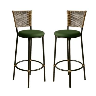 Imagem de KIT 2 Banquetas Alta Desmontaveis Junco Capuccino Cozinha Bancada Balcão Área de Churrasco Moderna (VERDE)
