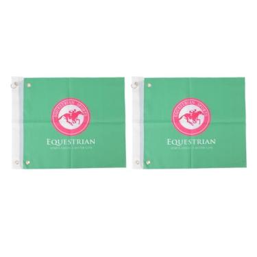 Imagem de Conjunto de bandeiras de treinamento equestre profissional com 2 cores vivas e brilhantes de tecido de poliéster, equipamentos esportivos de corrida de equitação para atividades (Verde)