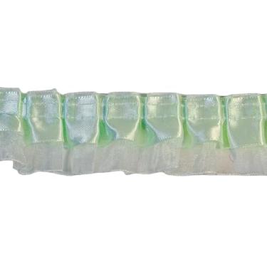 Imagem de Acabamentos de tecido com acabamento de babados de cetim, acabamento de 2 camadas de cetim de organza plissada, fita de renda plissada para costura, artesanato, cortina de vestido, decoração de fronha