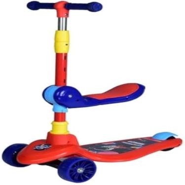 Imagem de Patinete infantil ajustavel com assento removivel e design azul, legal.