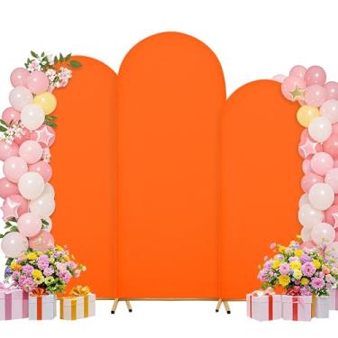 Imagem de Conjunto de capas de arco de 1,8 m de 1,8 m de casamento, arco, suporte de arco, tecido elastano, pano de fundo elástico para decoração de festa de aniversário de casamento, chá de bebê (laranja candy