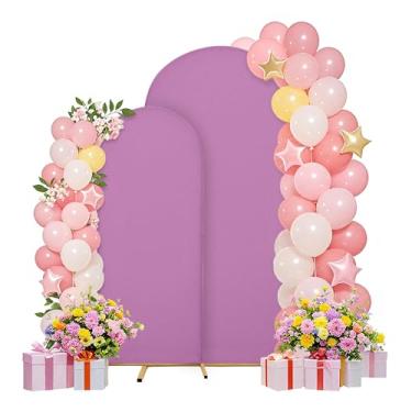 Imagem de Conjunto de capas de arco de casamento de 2 m, 1,8 m, capa de arco, suporte de arco, tecido elastano, pano de fundo elástico para decoração de festa de aniversário de casamento, chá de bebê (ilás)