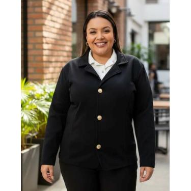 Imagem de Casaco Blazer Inverno Feminino Plus Size Social Trabalho Manga Longa M